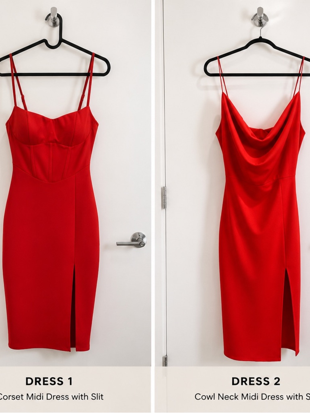 3 Dress Bundle Red Cowl Neck Midi Dress with Slit - Brand Unspecified